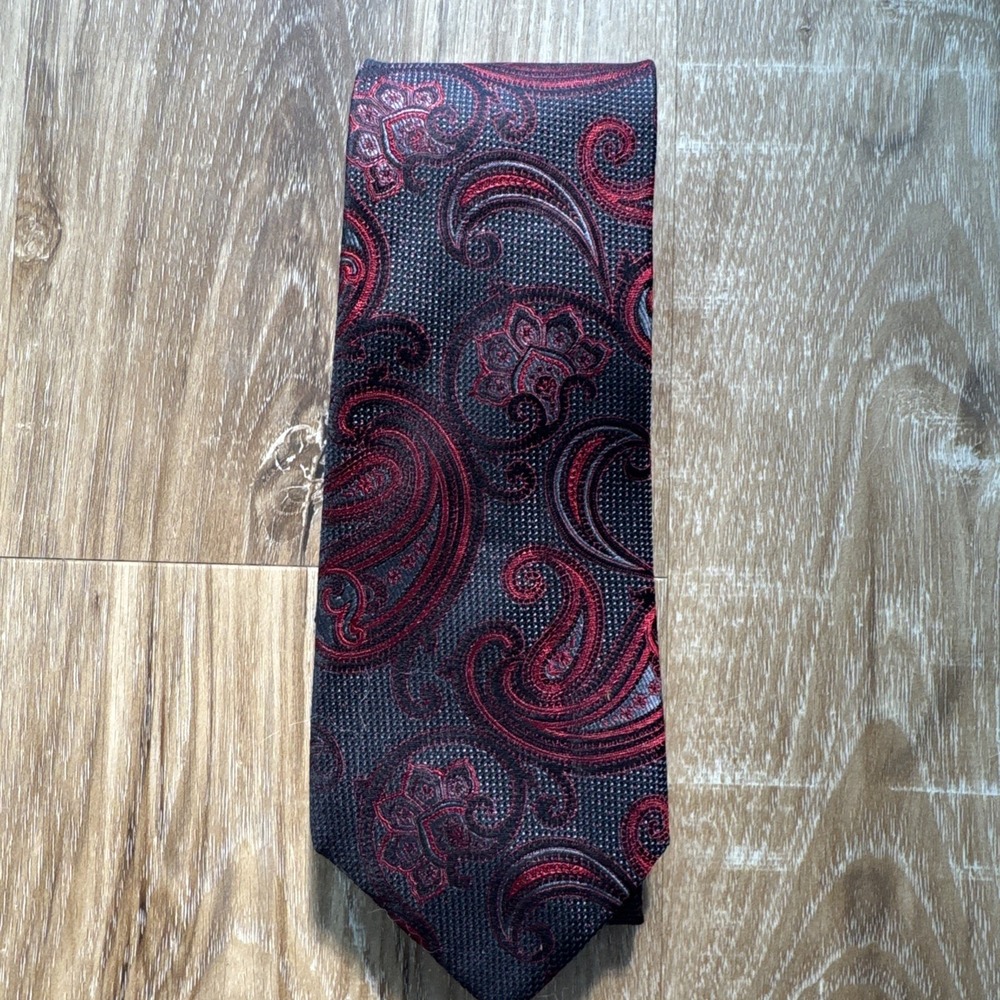 countess mara tie Red And Grey Paisley Tie 100% Silk
